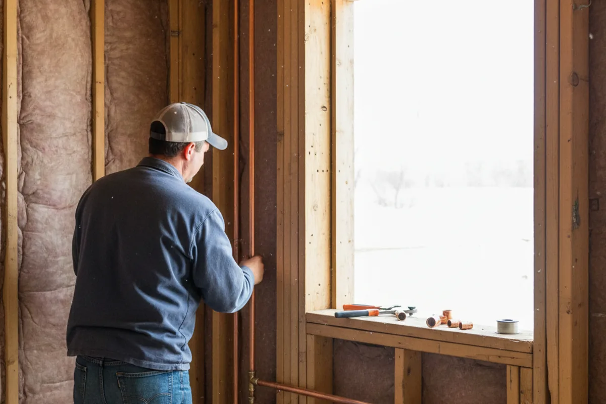 Licensed plumber running new copper supply lines in a Bolivar home