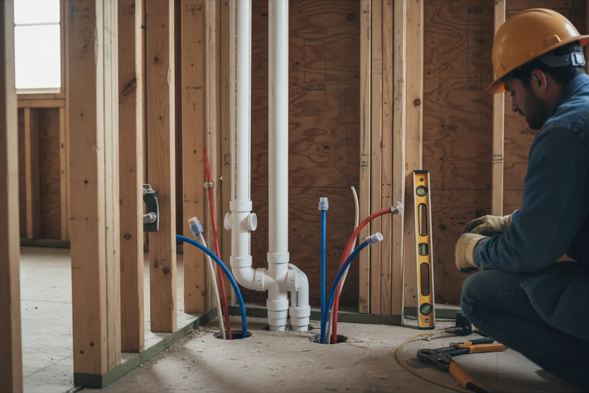 Drain and supply rough-in during Leak Detection in Bolivar